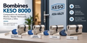 Comparativa de bombines KESO 8000 Master, Master Reforzado, Premium y Ultra según su nivel de seguridad.